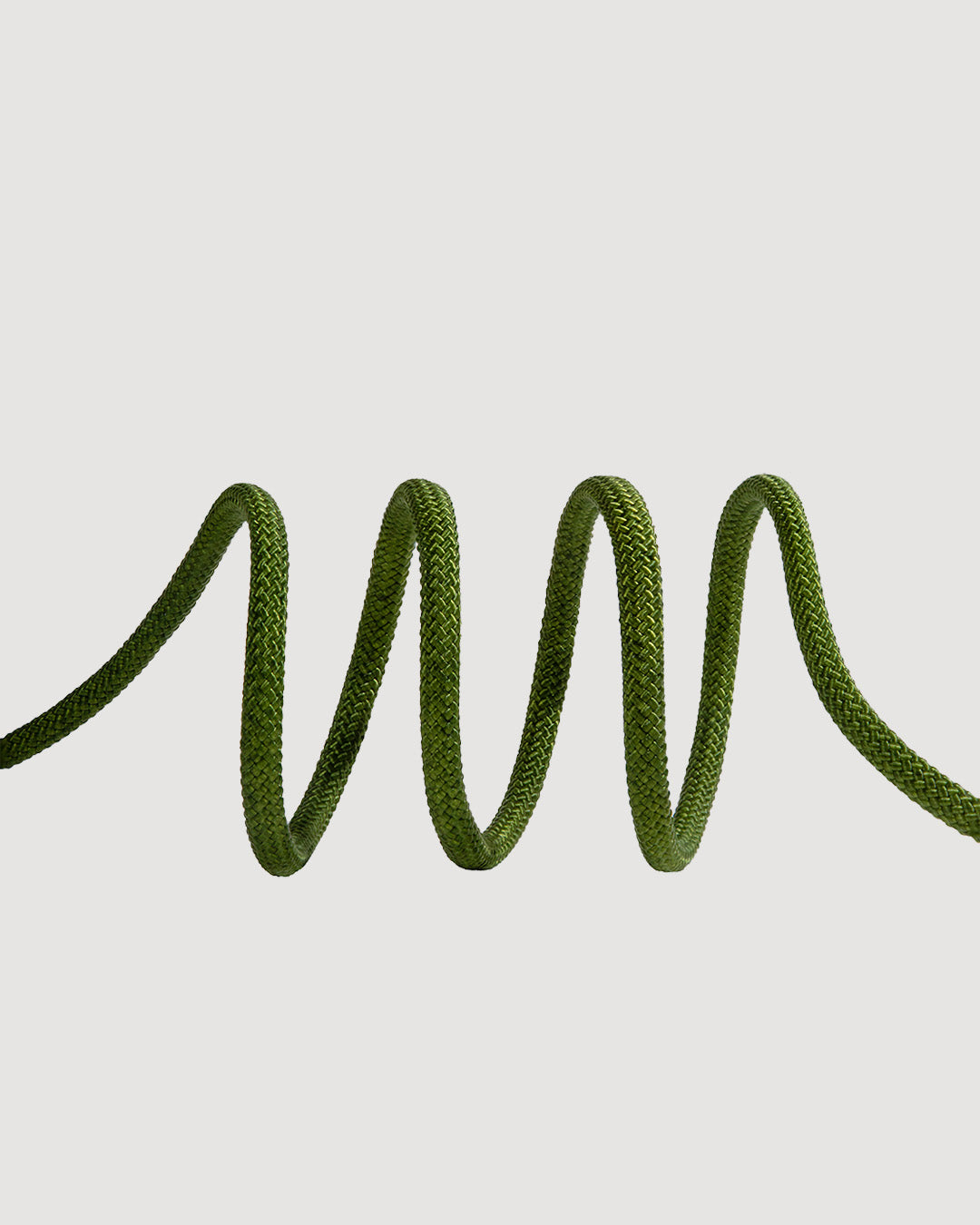 Close-up of the moss green dog slip lead, highlighting the soft nylon rope.