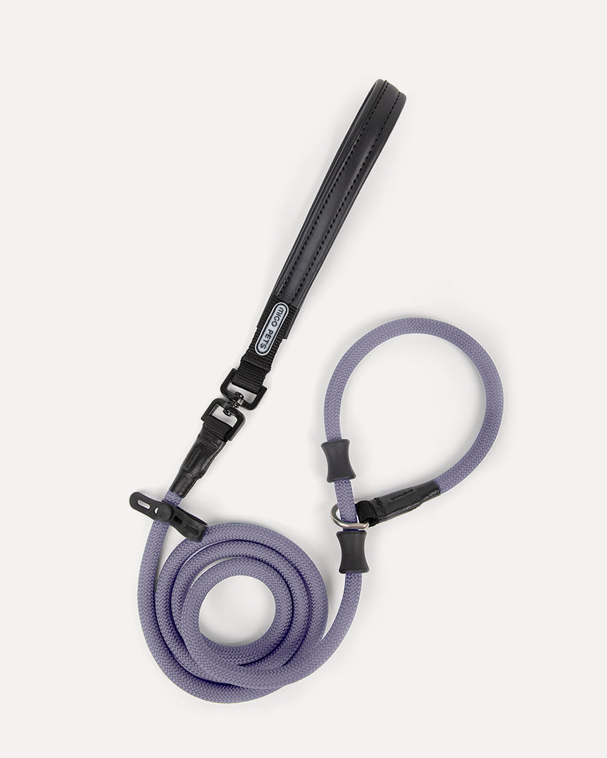 Heavy duty dog slip lead in violet purple, showcasing the overall design.