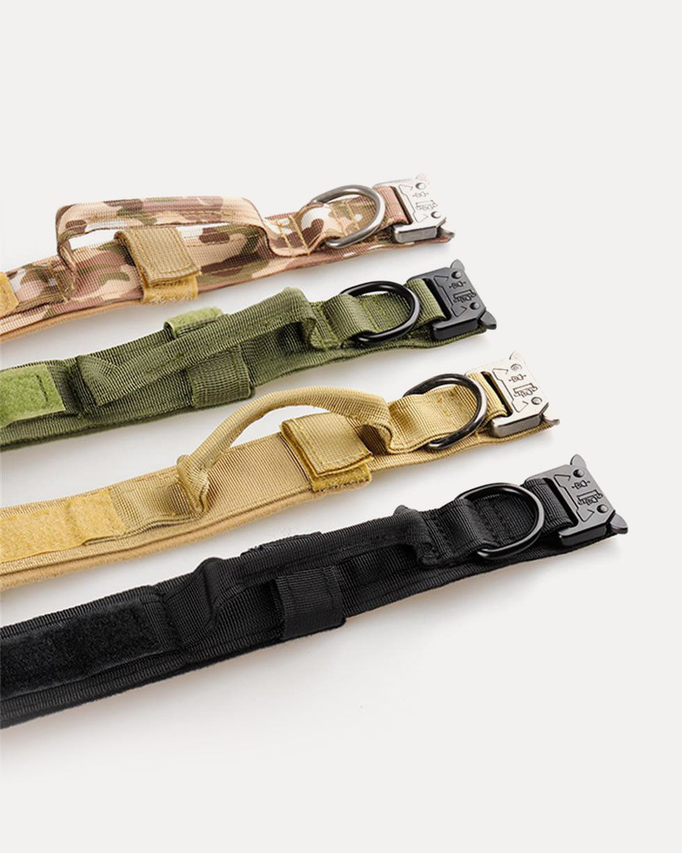 Close-up detail of a tactical no-pull dog collar.