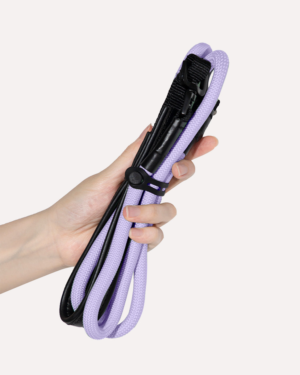 Heavy duty dog slip lead in violet purple, showcasing the retracted design for compact storage.
