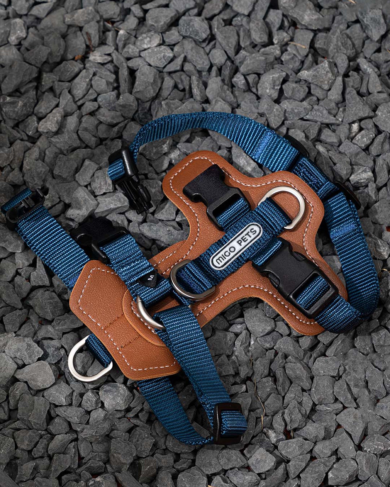 Step-in Adjustable Dog Harness Navy Blue Scene