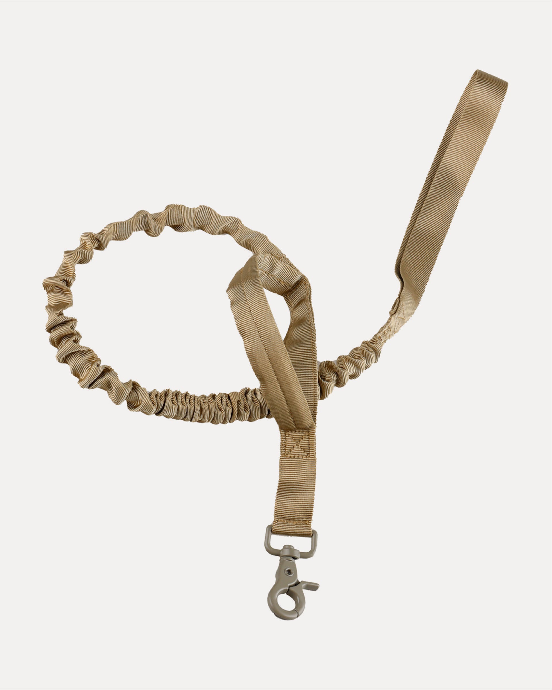 Overview of a tactical no-pull dog leash in beige.