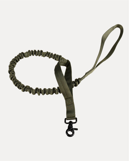 Overview of a tactical no-pull dog leash in moss green.